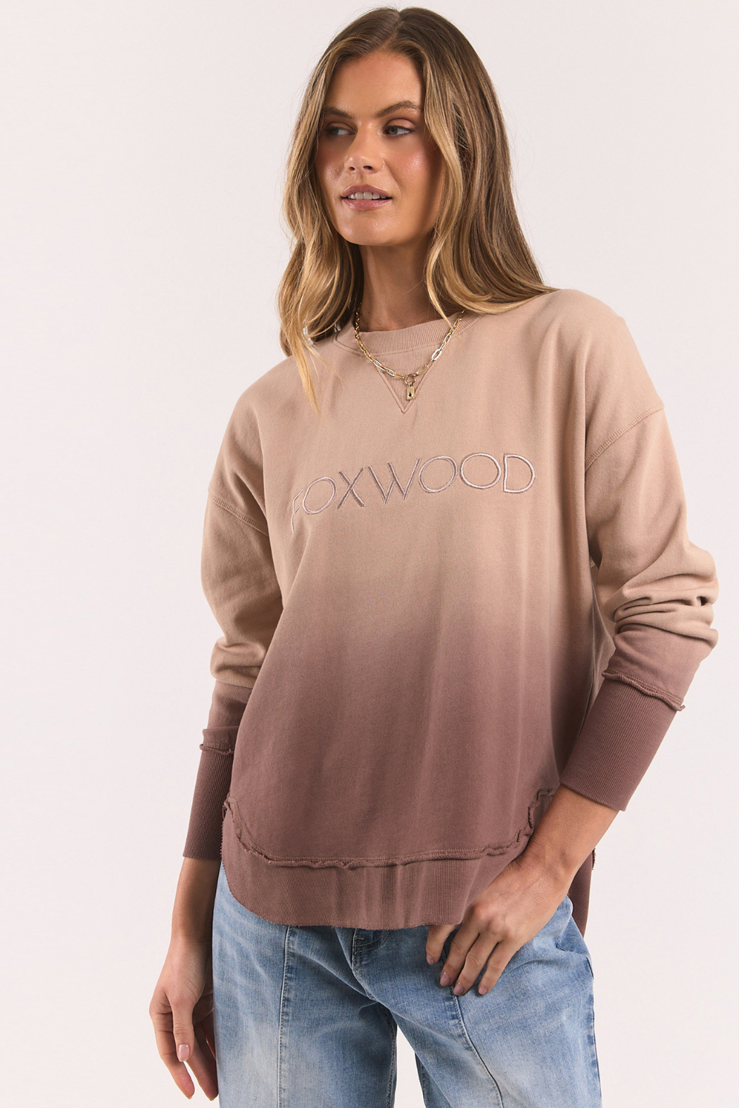 Foxwood Simplified Dip-Dye Crew Mocha Ombre