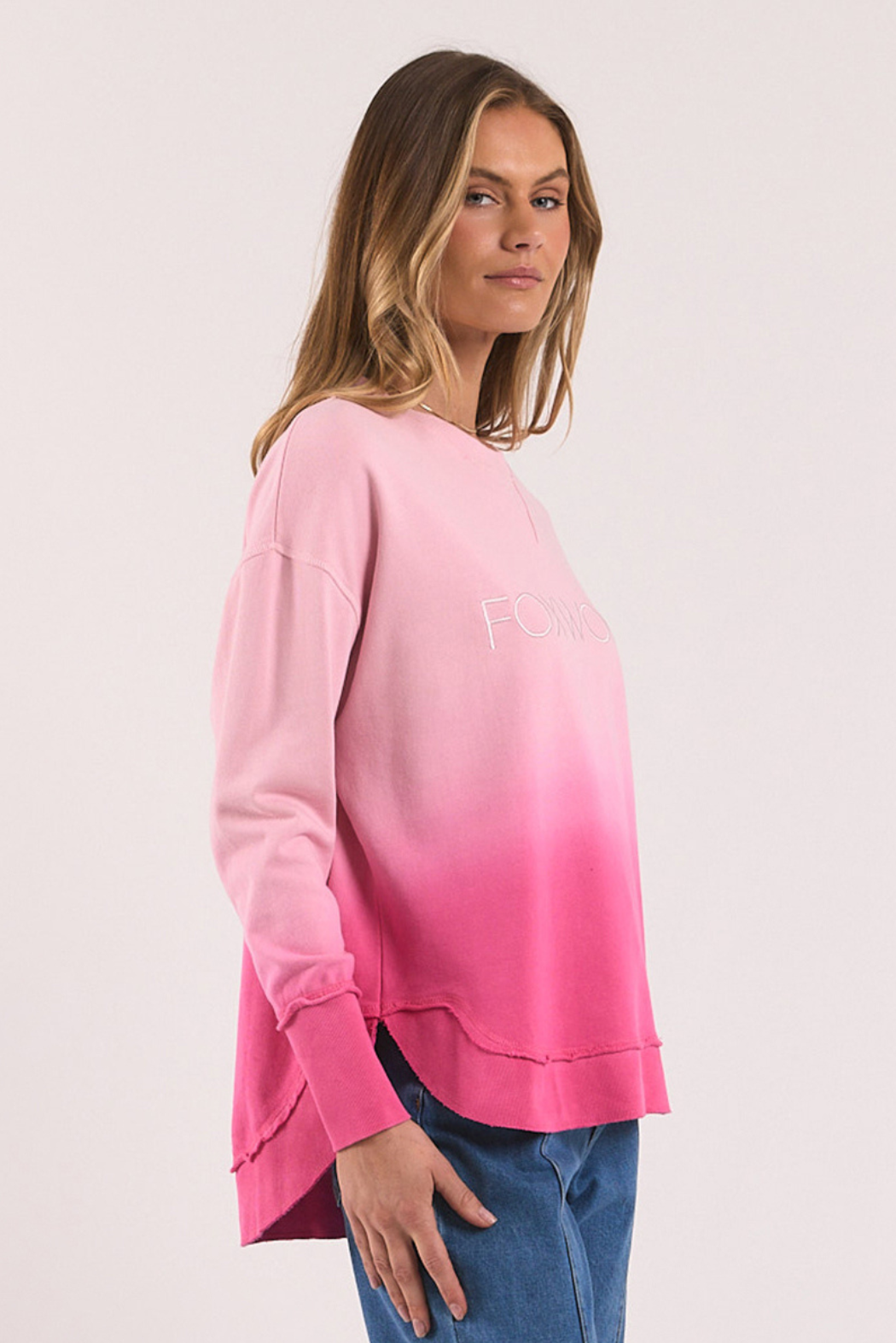 Foxwood Simplified Dip-Dye Crew Pink Ombre