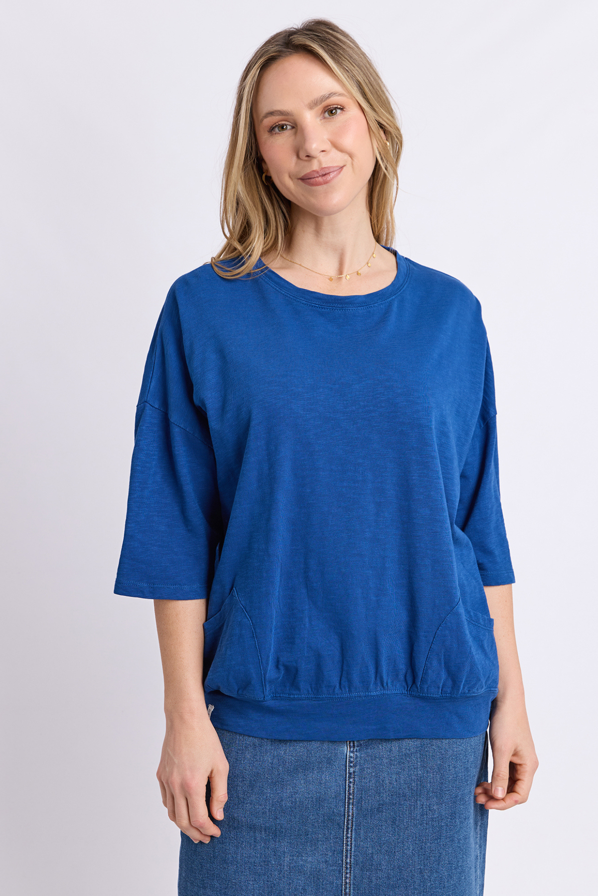 Elm Mazie Vee Neck Sweat Tonic Blue