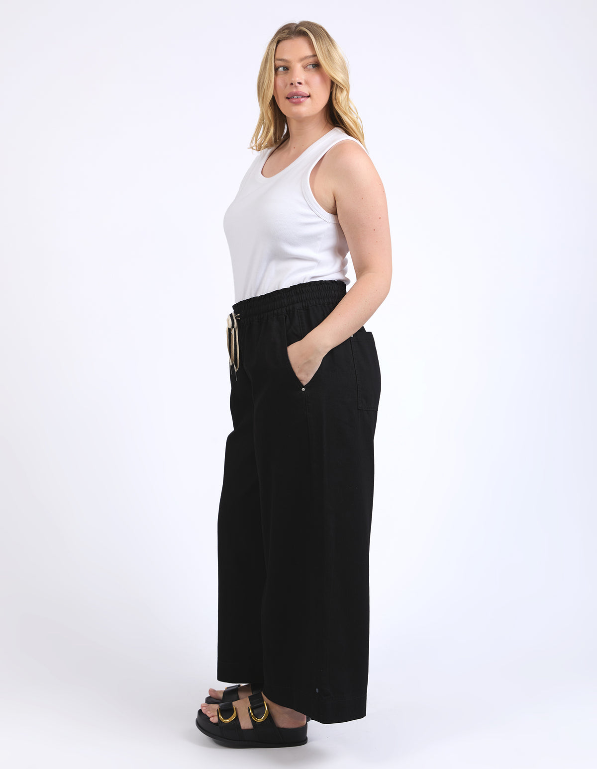 ELM Greta Wide Leg Pant-Black