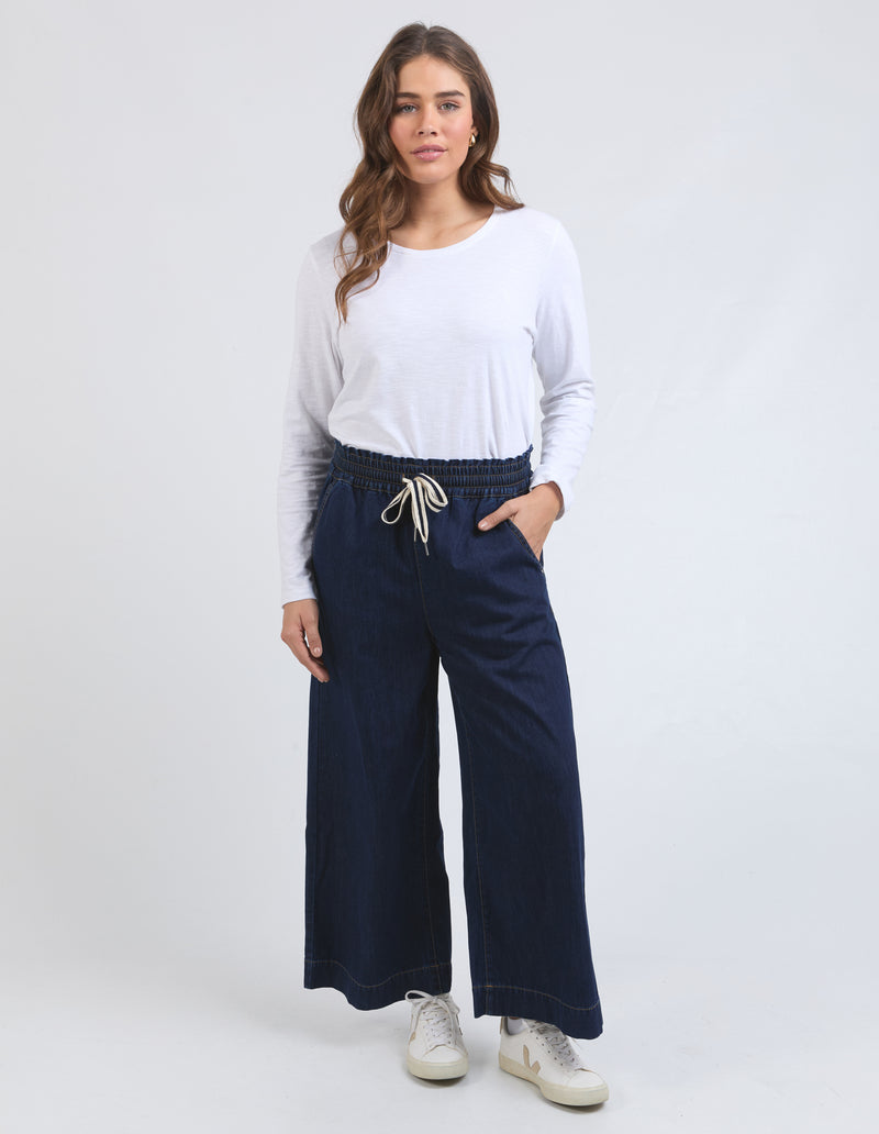 ELM Greta Wide Leg Pant-Dark Wash
