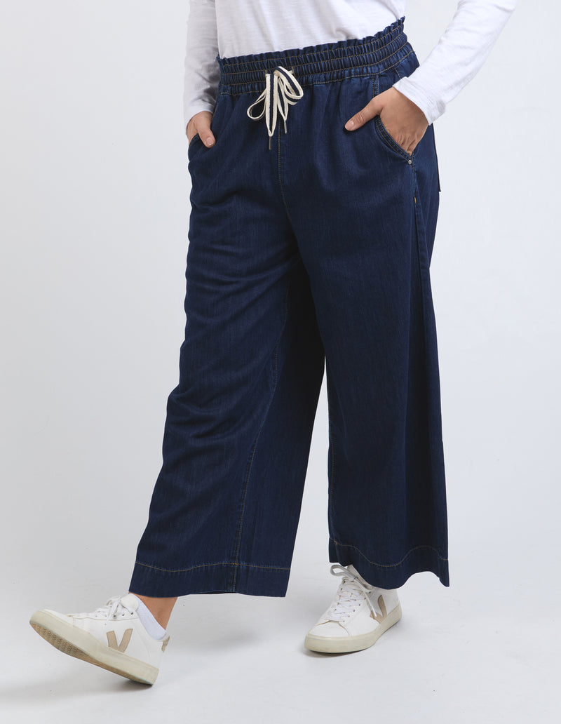 ELM Greta Wide Leg Pant-Dark Wash