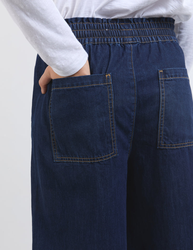 ELM Greta Wide Leg Pant-Dark Wash
