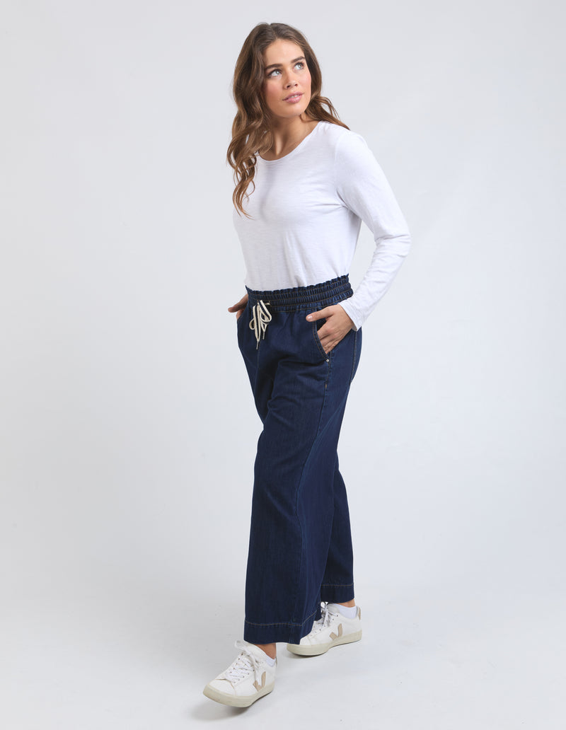 ELM Greta Wide Leg Pant-Dark Wash