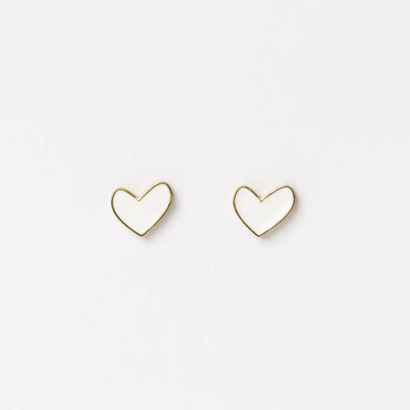Home Lee Heart Stud Earrings - White