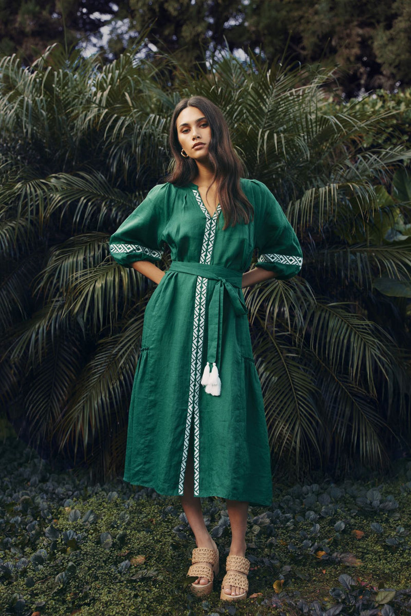 Loobie's Story Maya Midi Dress- Palm Green