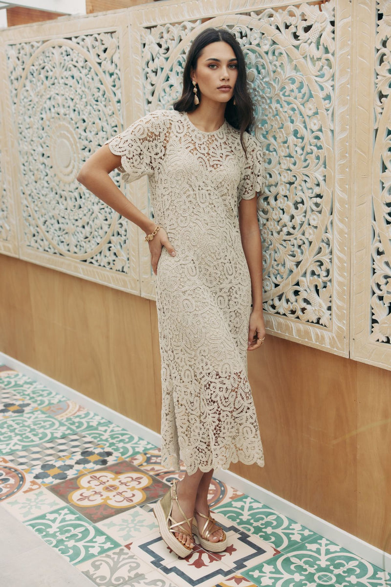 Loobie's Story Harlo Midi Dress-Stone