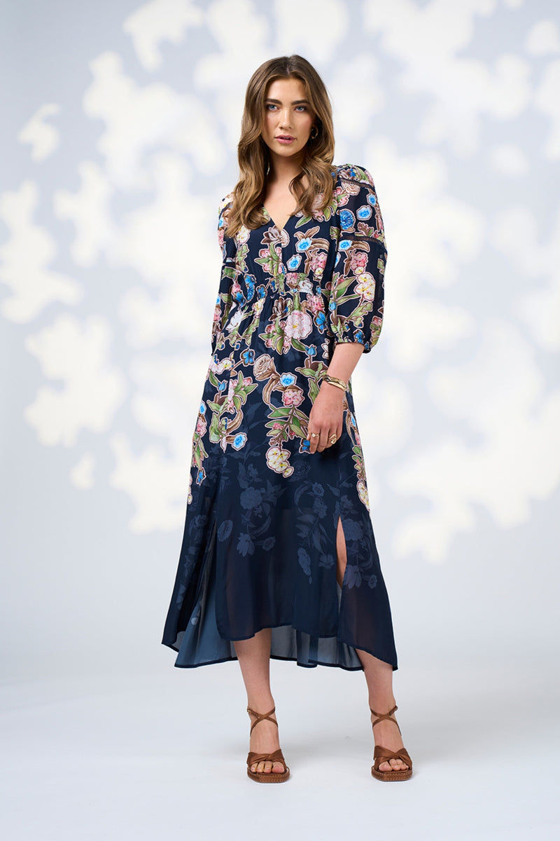 Loobie's Story Maeve Midi Dress- Indigo Multi