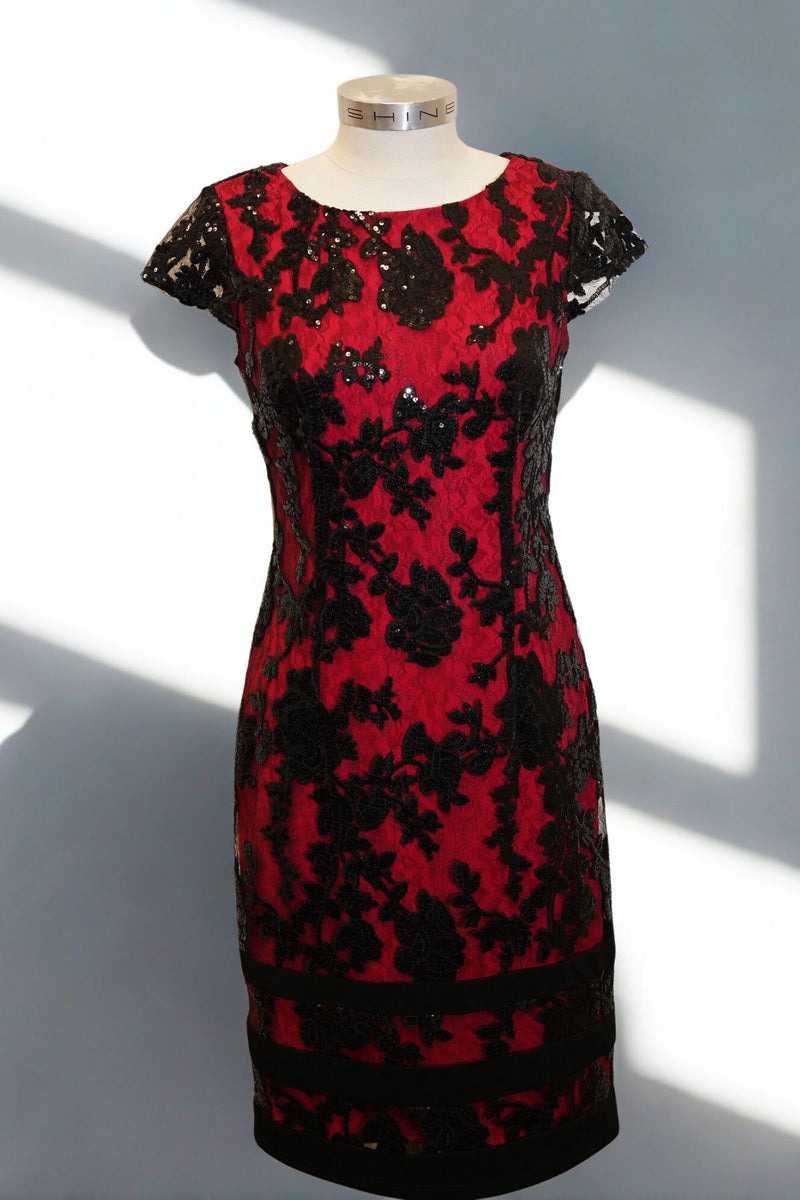 Mr K Midnight Rose Sequin Lace Midi Dress