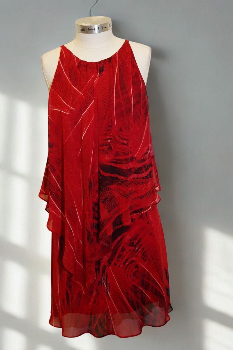 Mr K Scarlet Drift High Neck Mini Dress