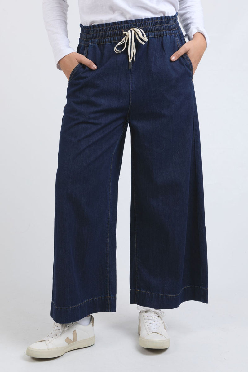ELM Greta Wide Leg Pant-Dark Wash