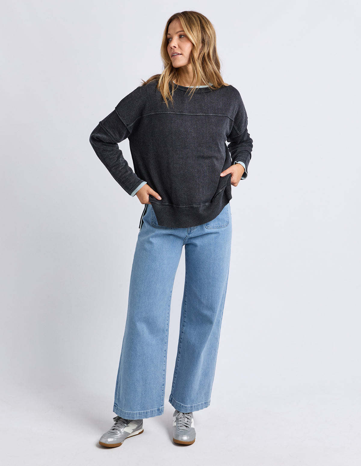 Foxwood Jayne Throw On Knit Washed Black