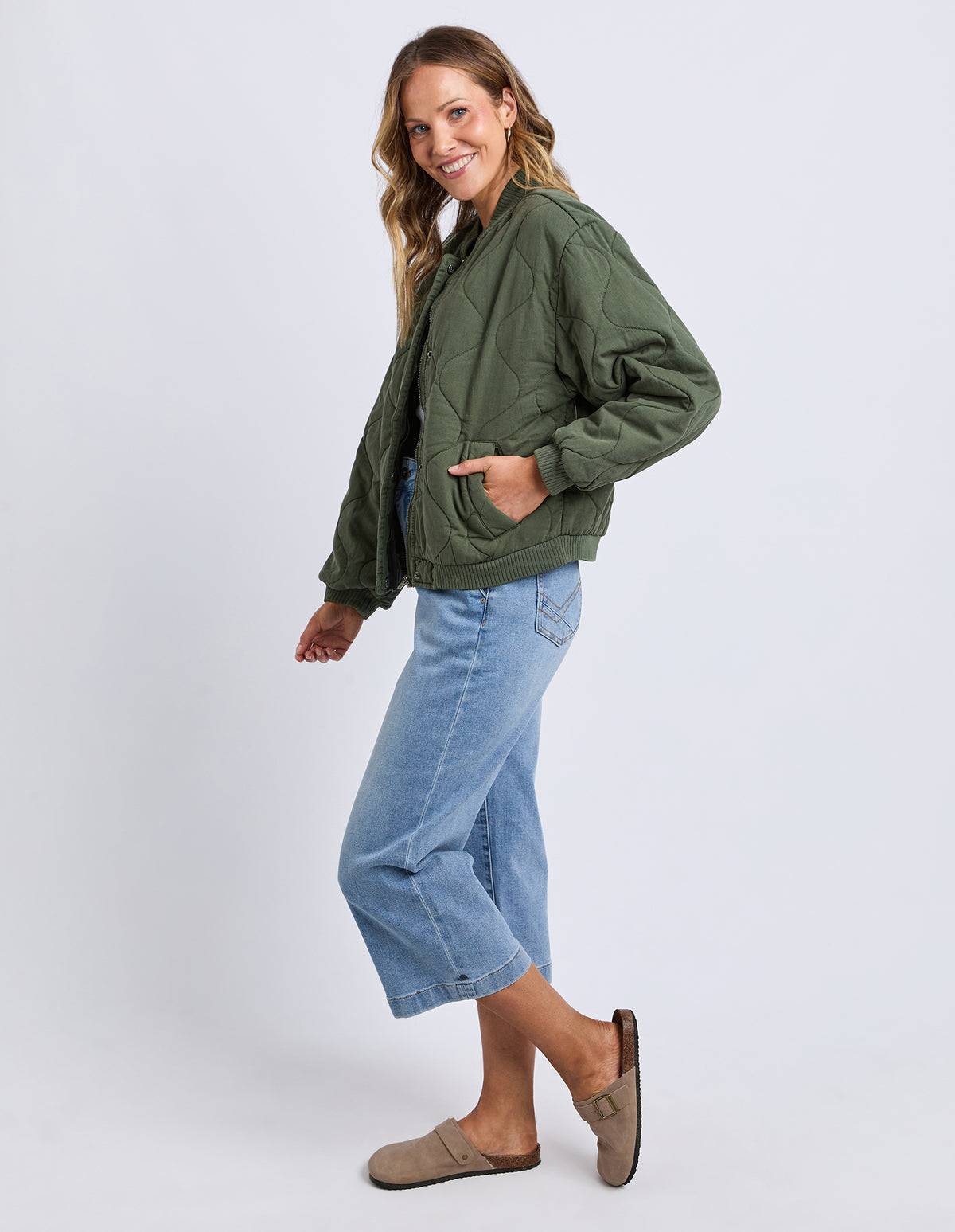 Elm Jean Bomber Jacket Clover