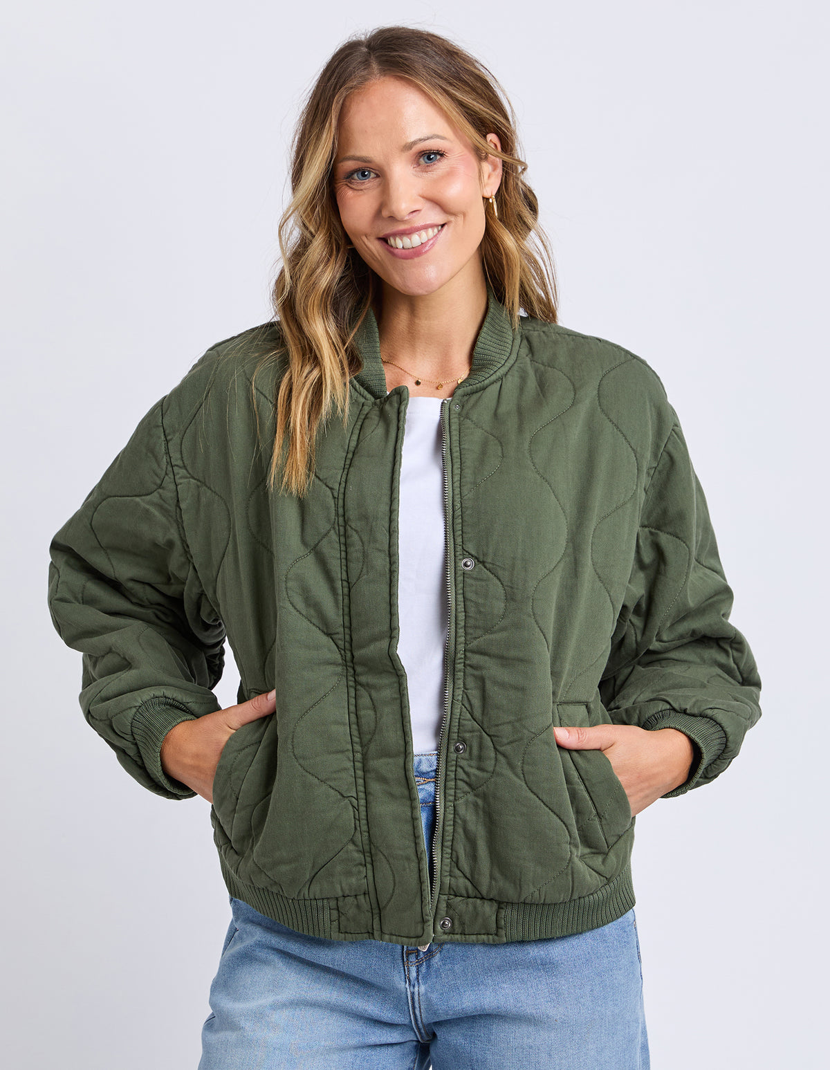 Elm Jean Bomber Jacket Clover