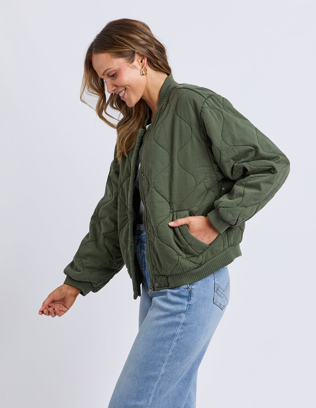 Elm Jean Bomber Jacket Clover