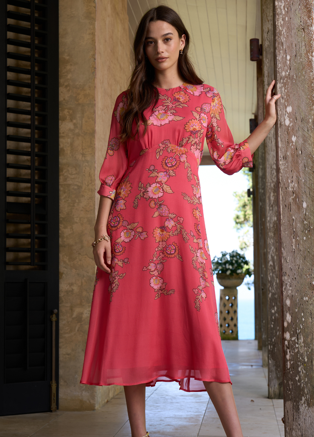 Loobie's Story Mirissa Midi Dress Coral