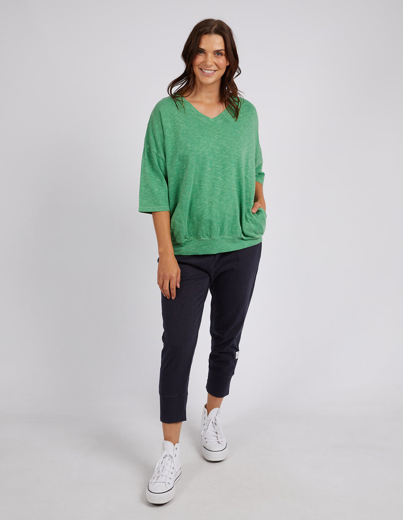 Elm Mazie Vee Neck Sweat - Green Briar