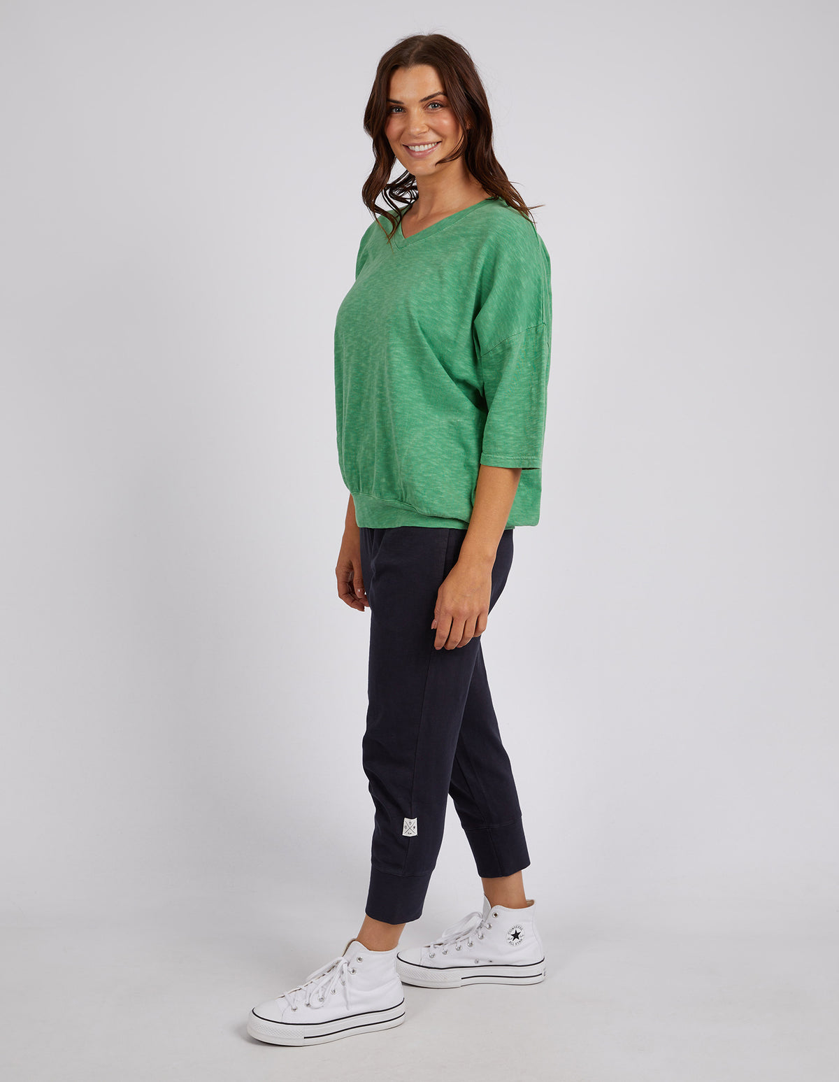 Elm Mazie Vee Neck Sweat - Green Briar