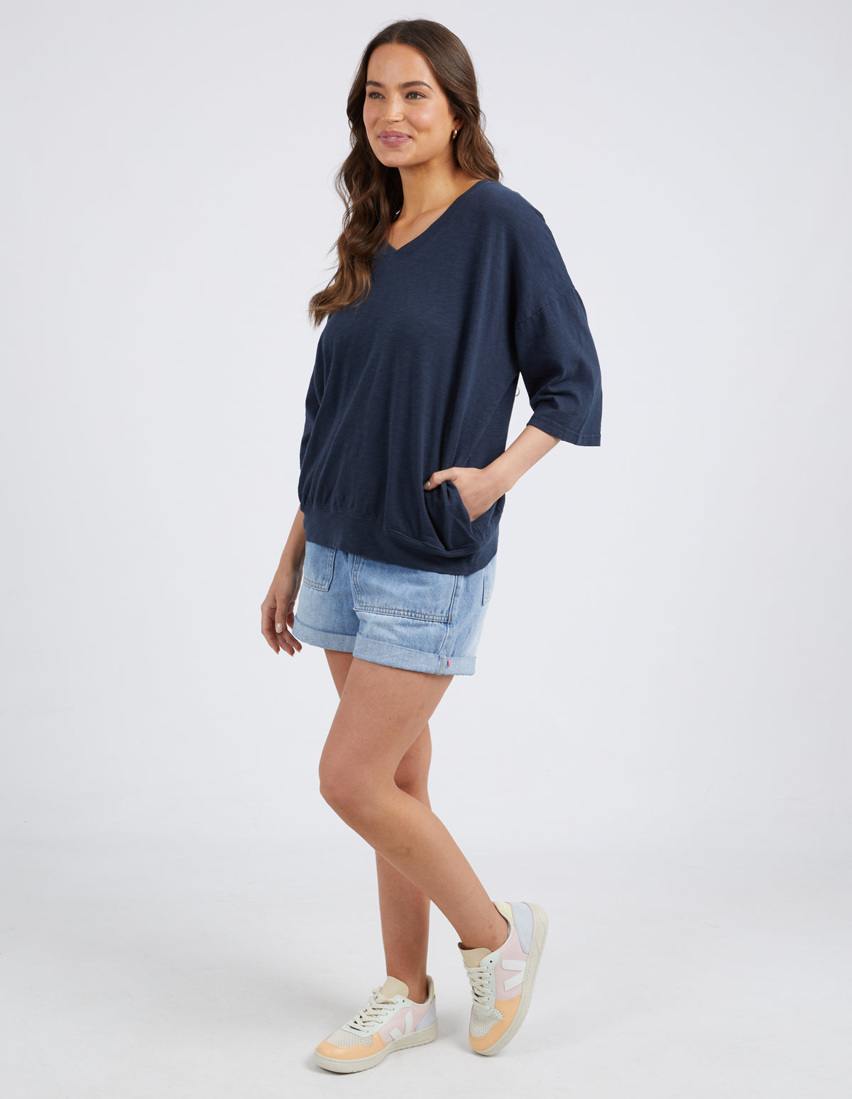 Elm Mazie Vee Neck Sweat Navy