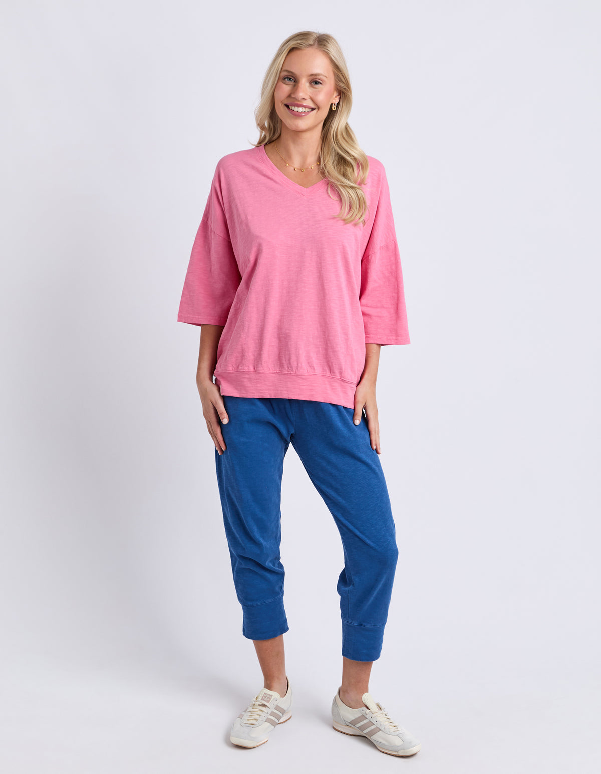 Elm Mazie Vee Neck Sweat Pink Leomande