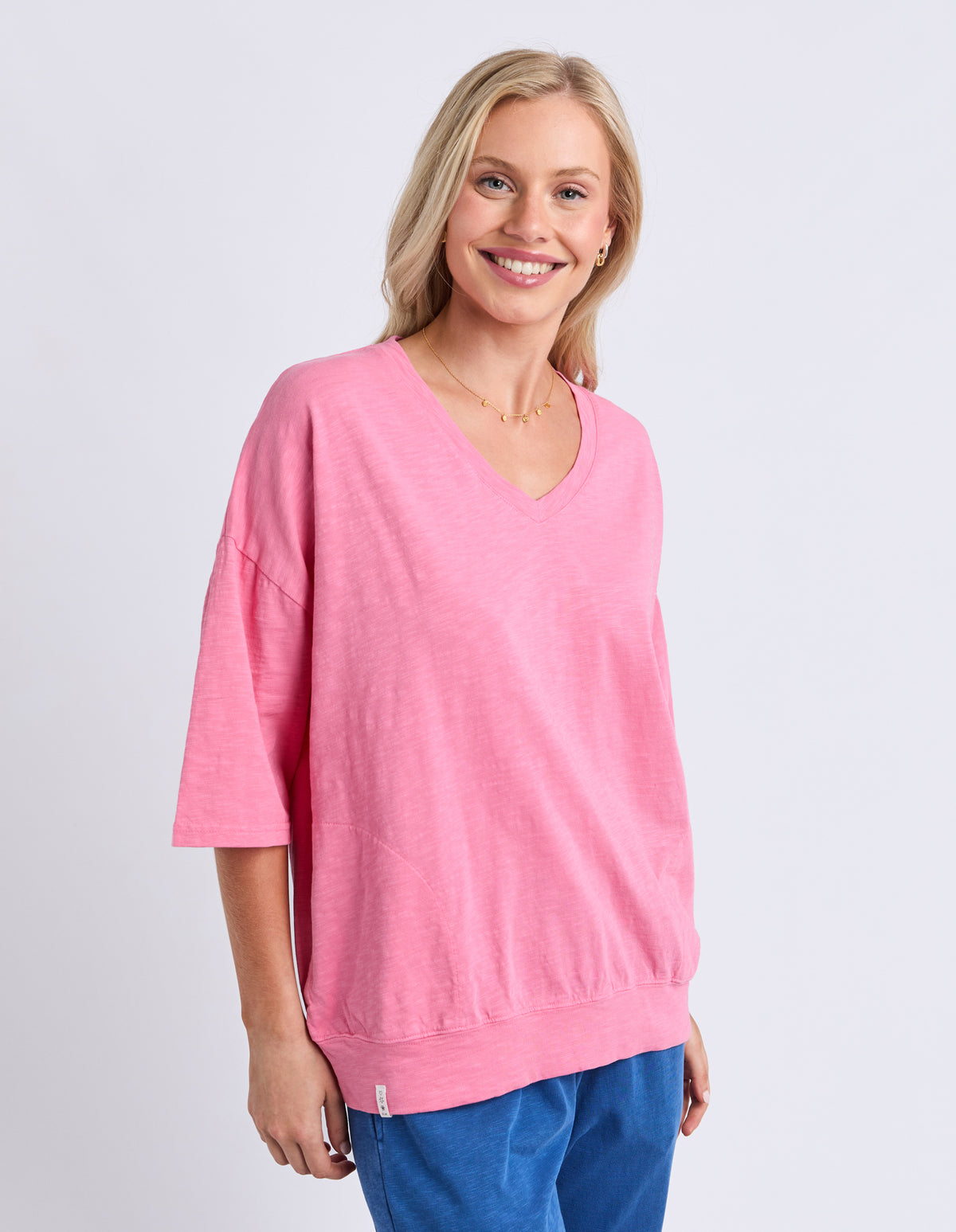 Elm Mazie Vee Neck Sweat Pink Leomande