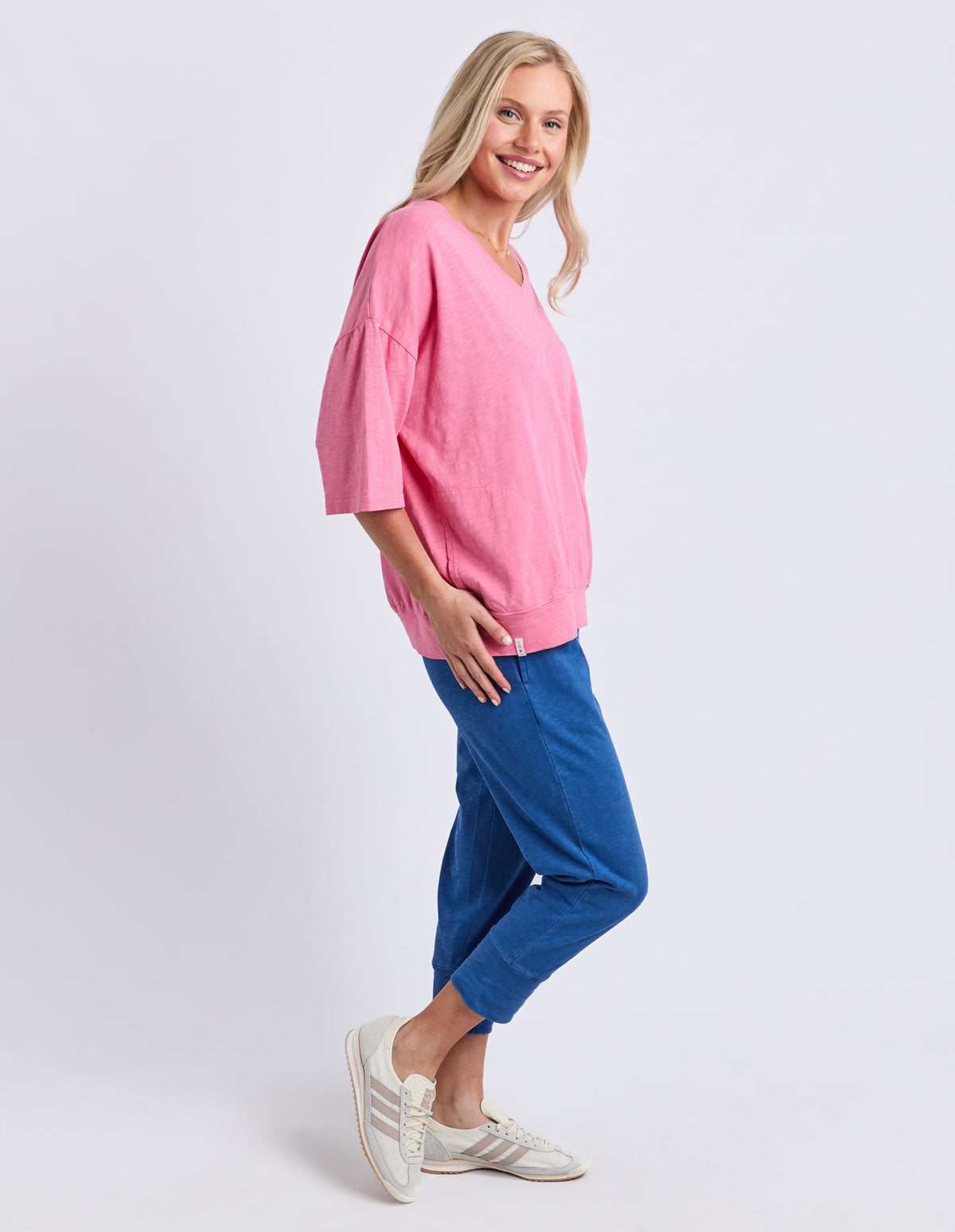 Elm Mazie Vee Neck Sweat Pink Leomande