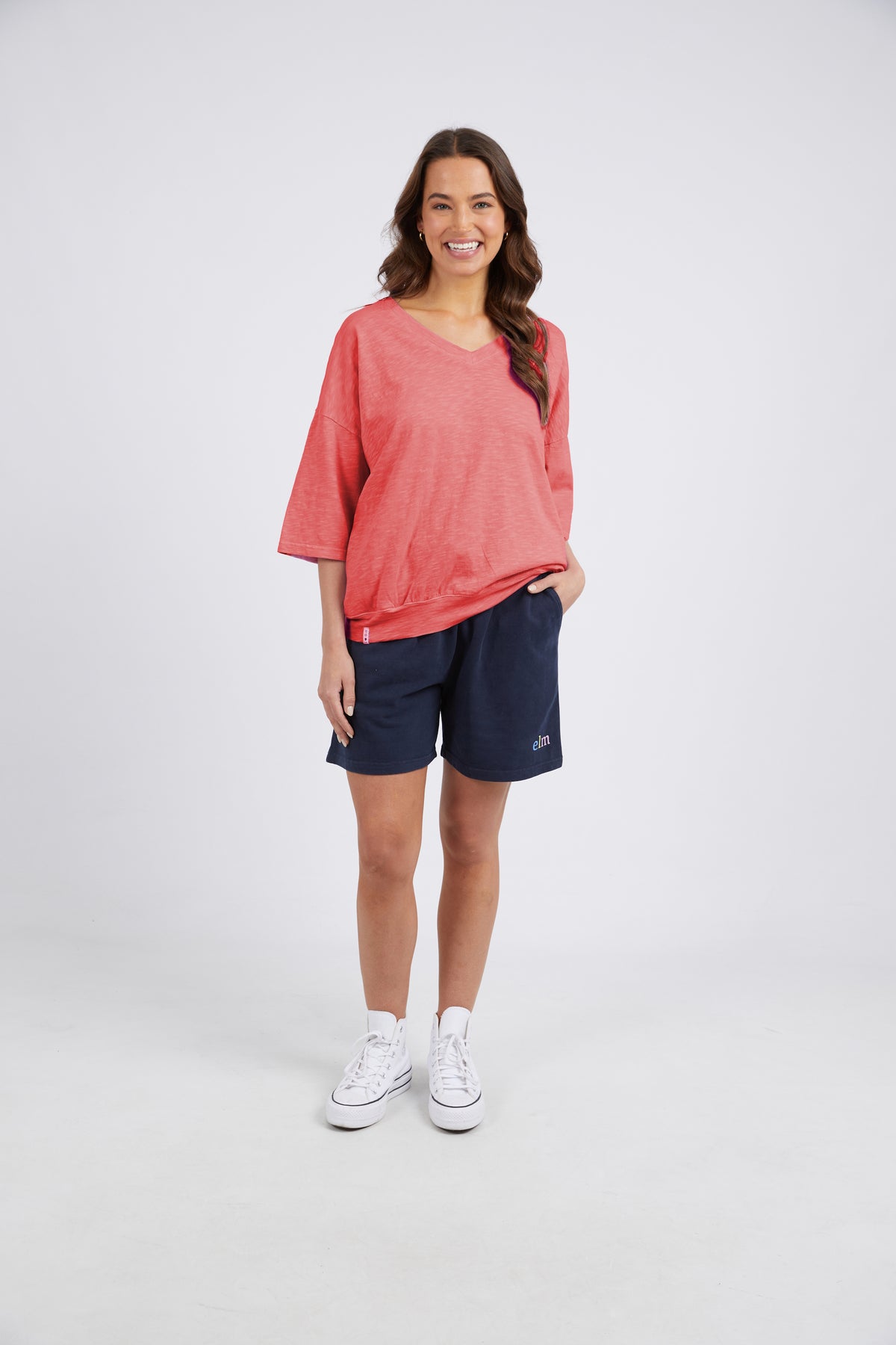 Elm Mazie Vee Neck Sweat - Watermelon