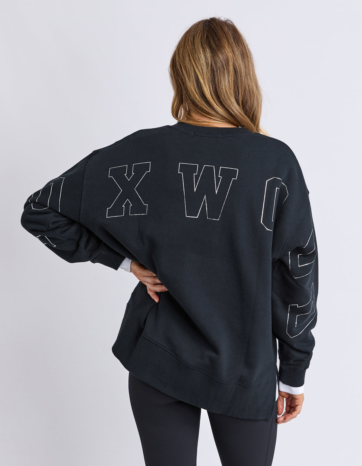 Foxwood Metallic Interval Crew - Black / Silver
