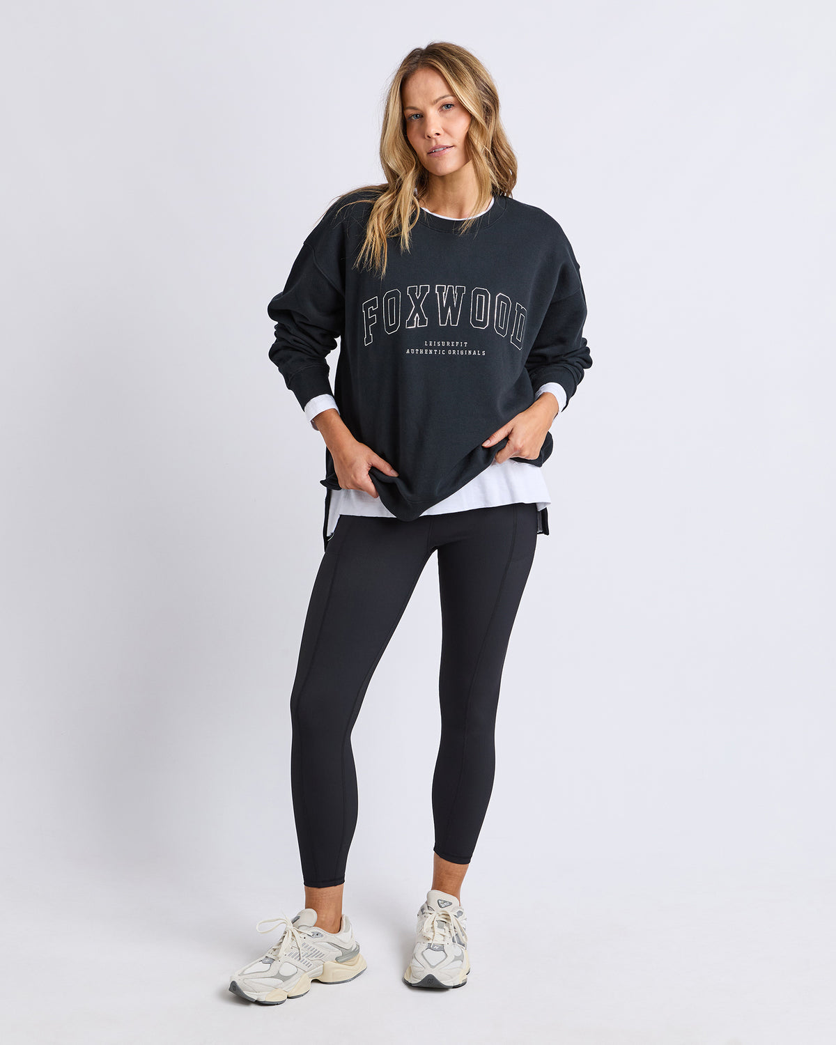 Foxwood Metallic Interval Crew - Black / Silver