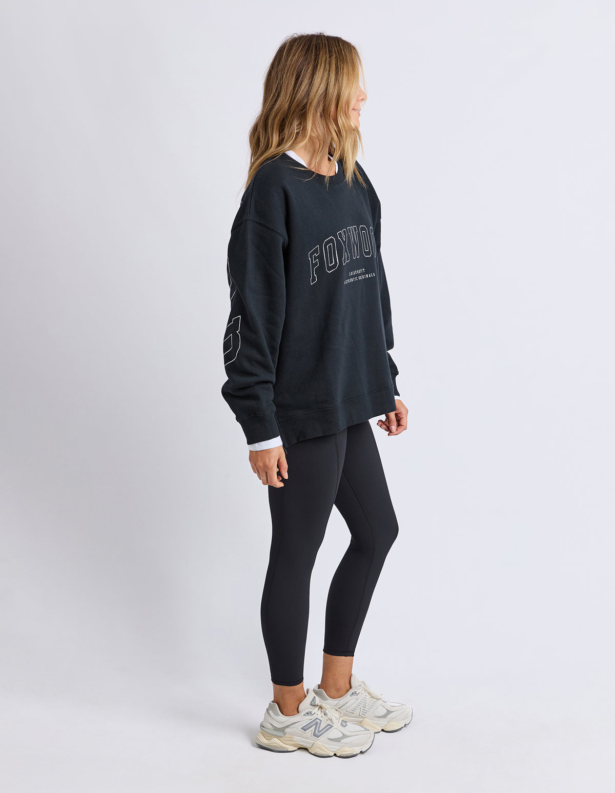 Foxwood Metallic Interval Crew - Black / Silver