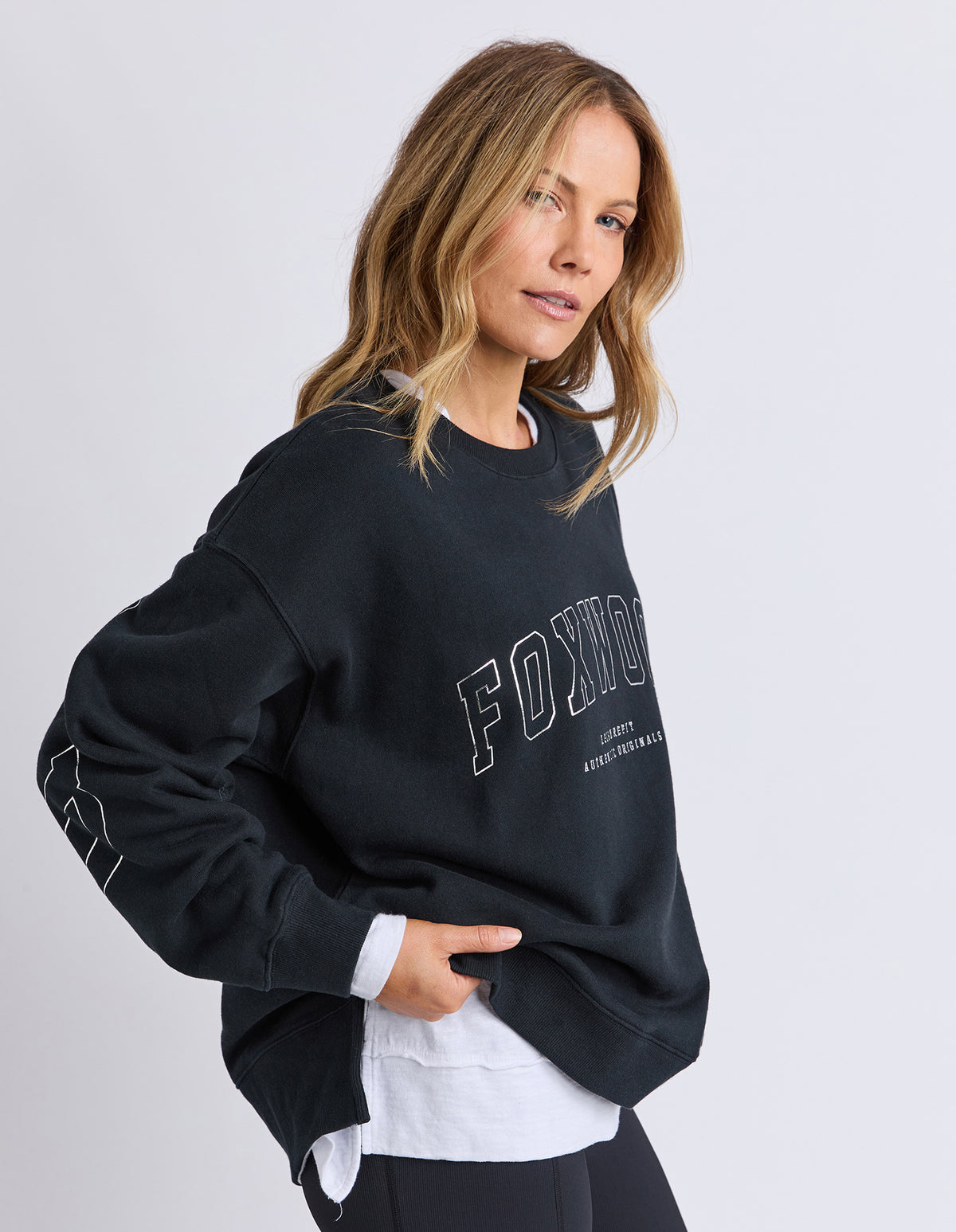 Foxwood Metallic Interval Crew - Black / Silver