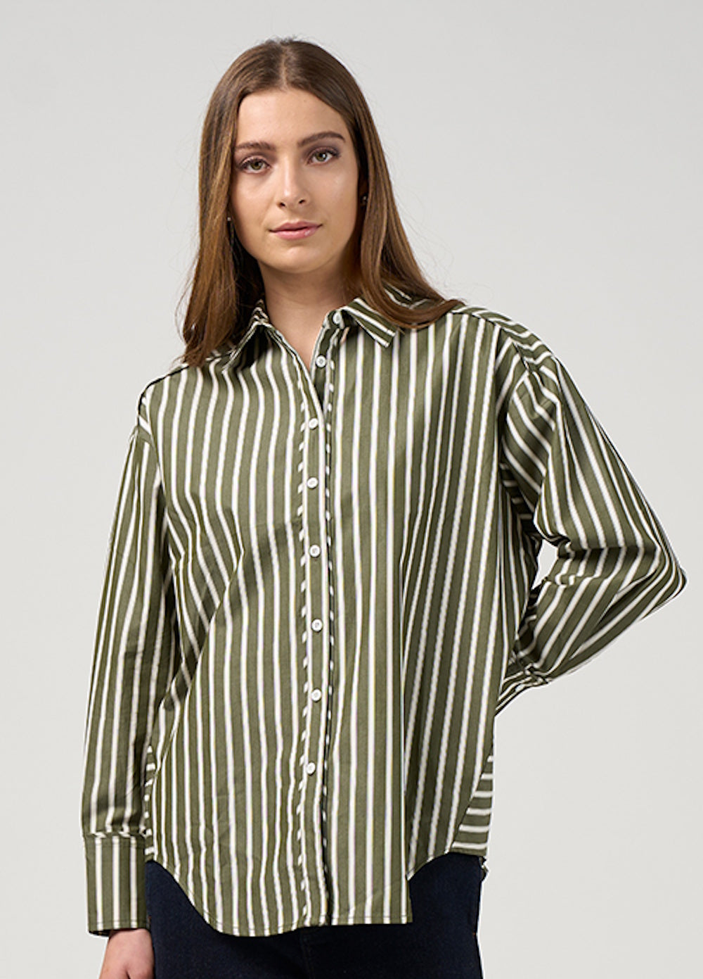 Madly Sweetly Directions Stripe Shirt Sage
