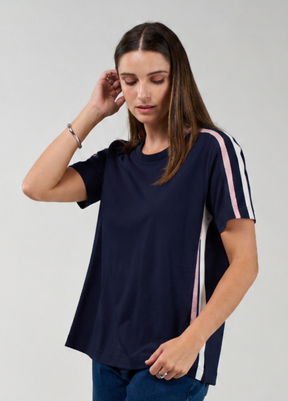 Madly Sweetly Contour Tee Navy-White
