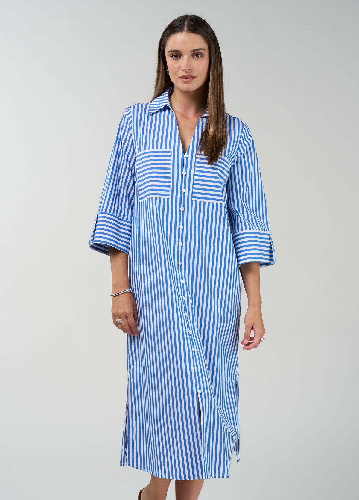 Madly Sweetly Connect Shirt Dress Cobalt