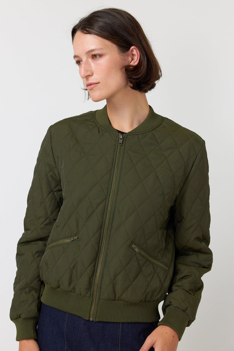 Sylvester Quilted Bomber- Olive