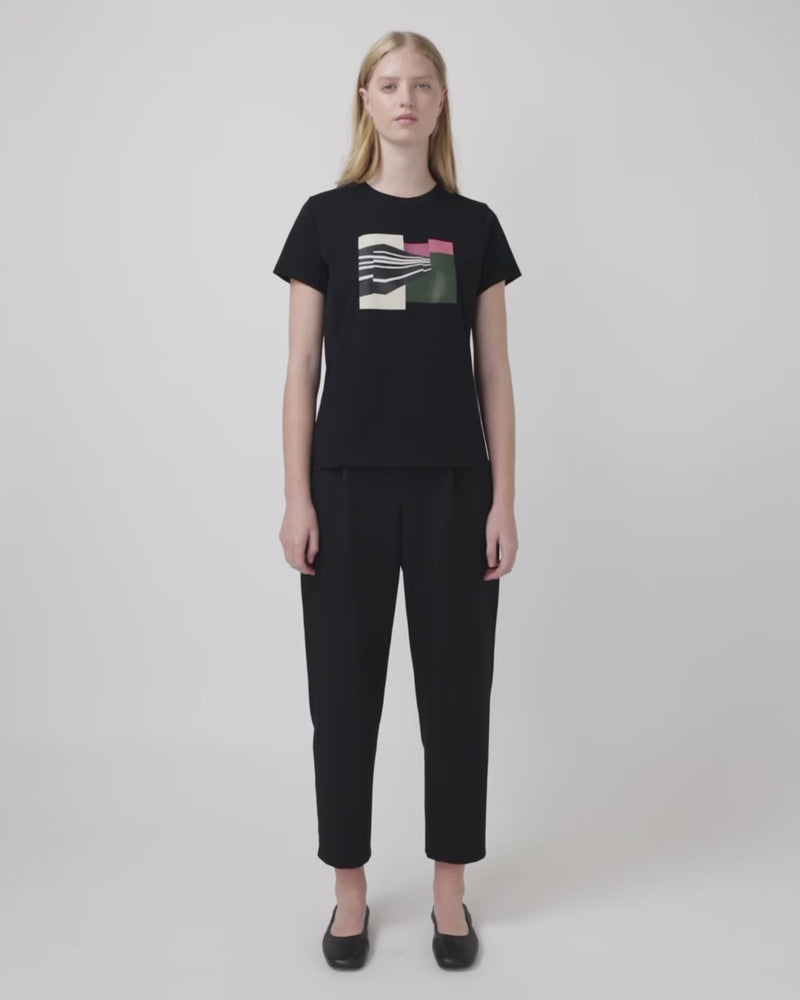 Kate Sylvester Desert Stripe T-Shirt Black