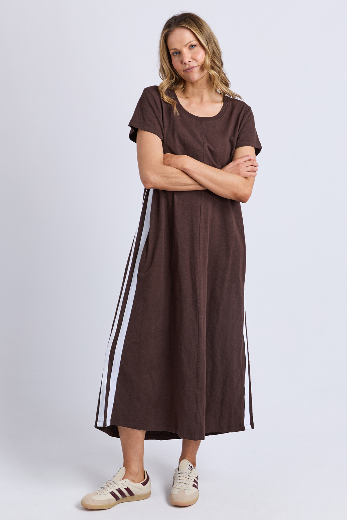 Foxwood Recovery Dress Chocolate + White Stripe