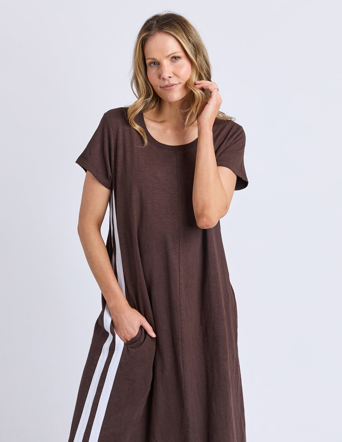 Foxwood Recovery Dress Chocolate + White Stripe