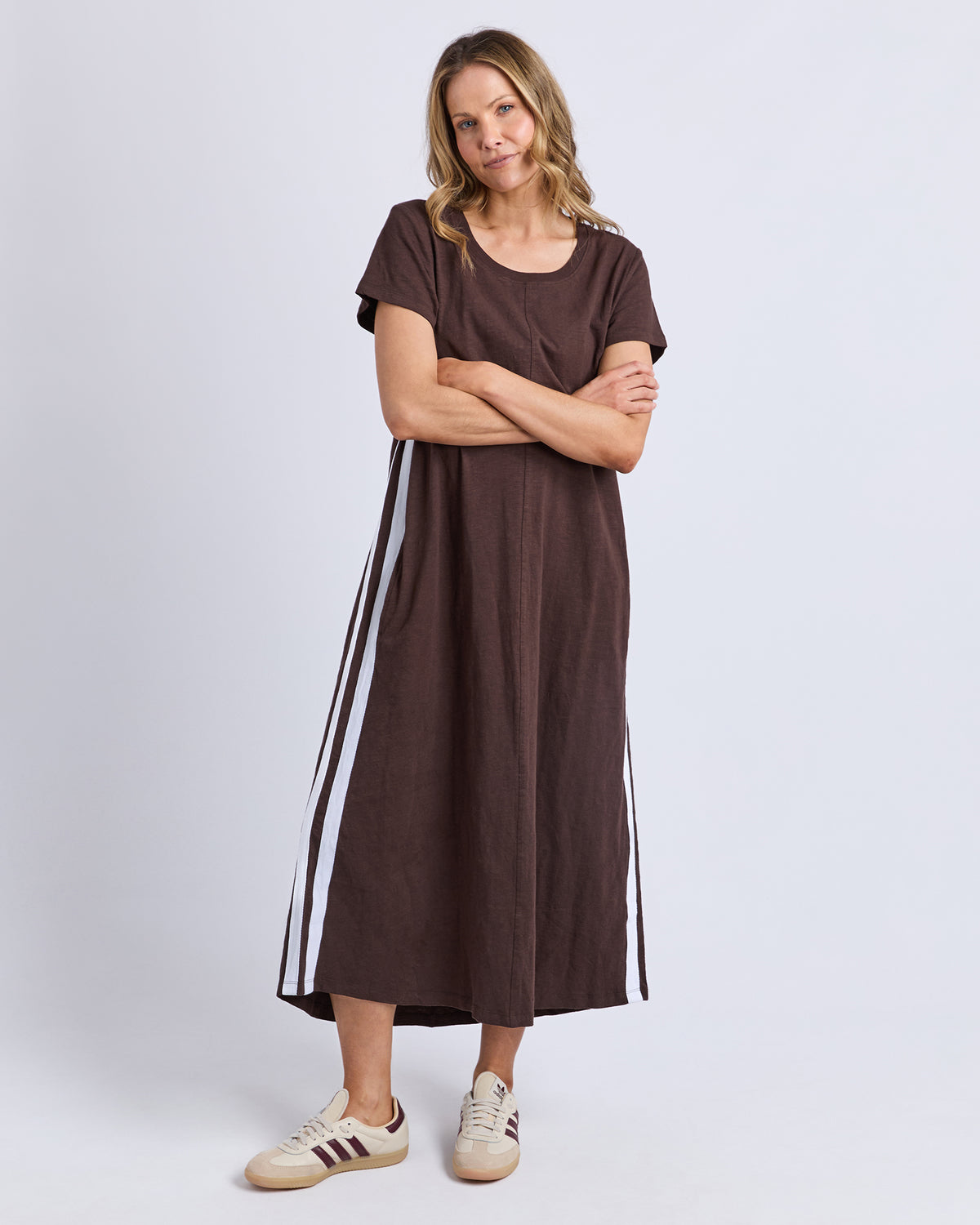 Foxwood Recovery Dress Chocolate + White Stripe