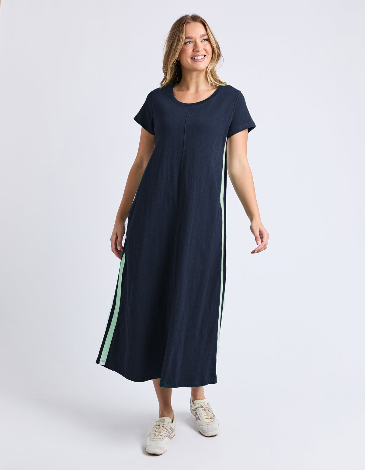 Foxwood Recovery Dress - Navy with Mint Stripe
