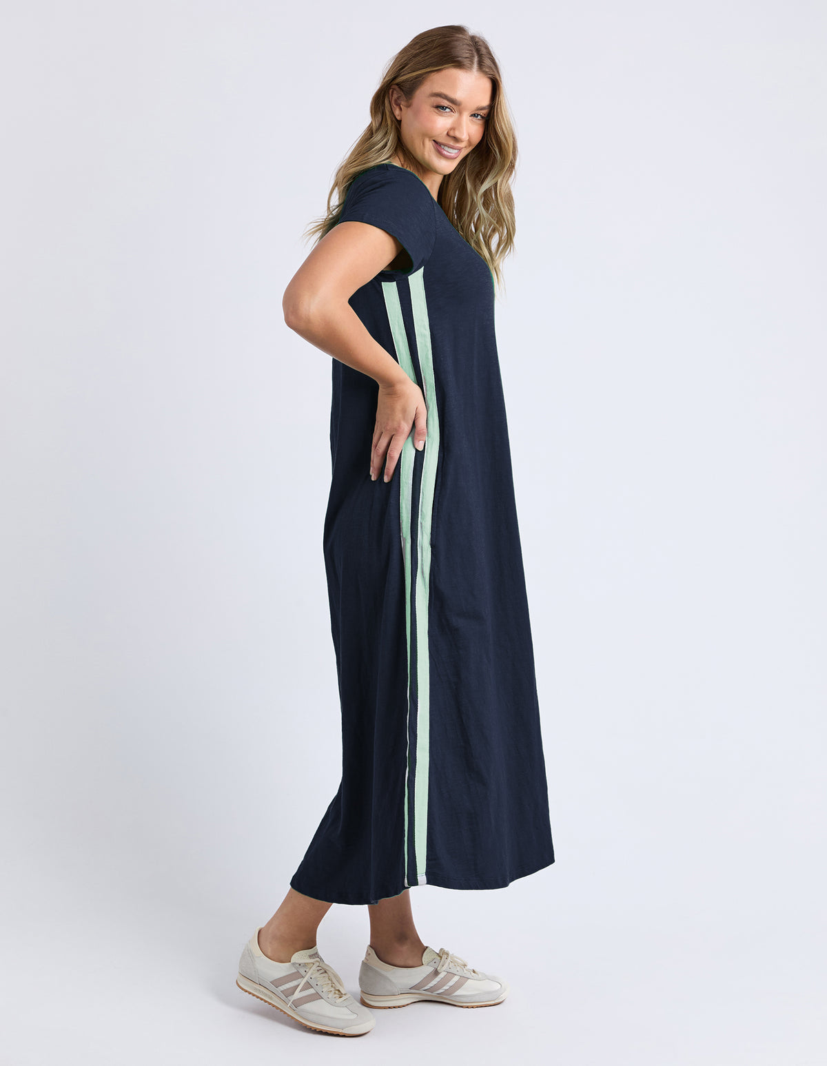 Foxwood Recovery Dress - Navy with Mint Stripe