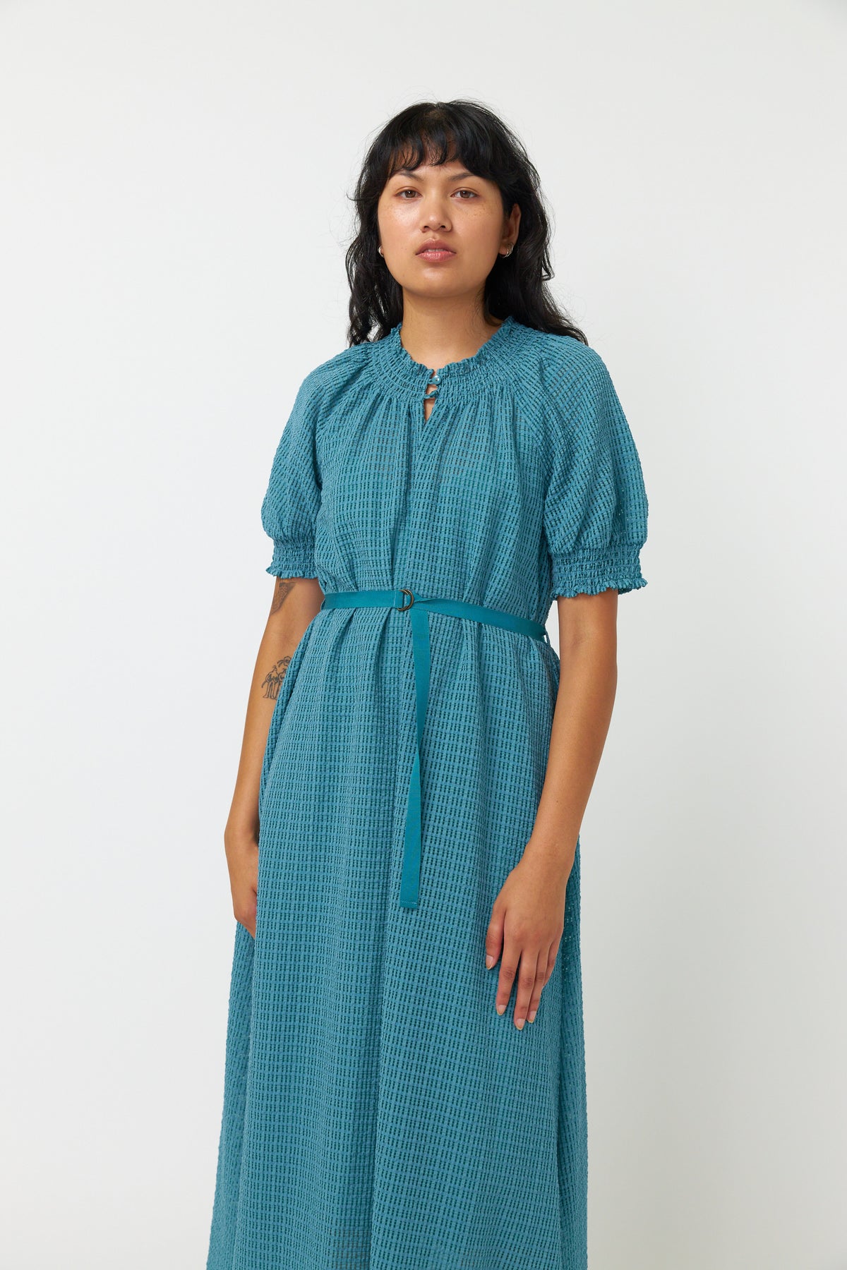 Sylvester Sheer Check Dress Blue