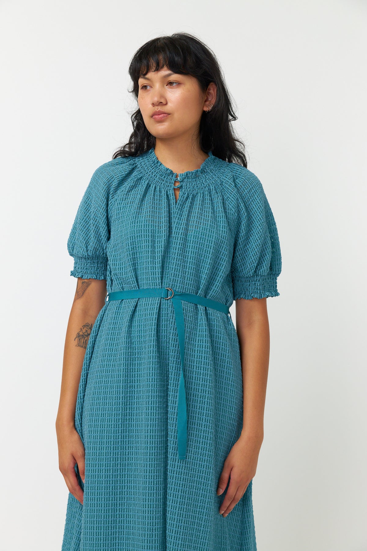 Sylvester Sheer Check Dress Blue