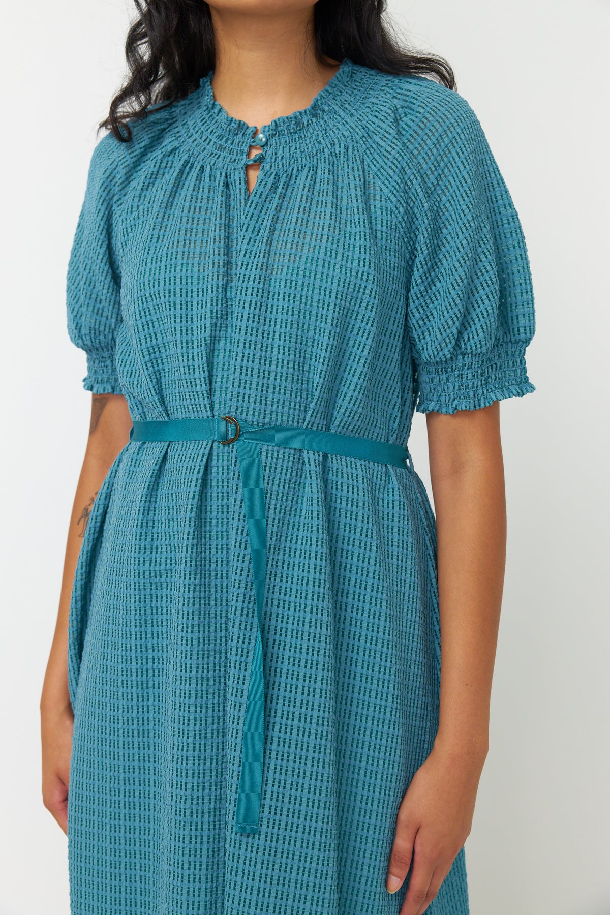 Sylvester Sheer Check Dress Blue