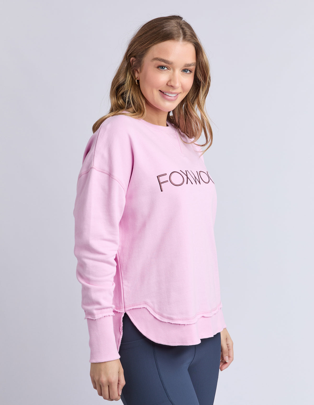 Foxwood Simplified Metallic Crew - Bright Pink