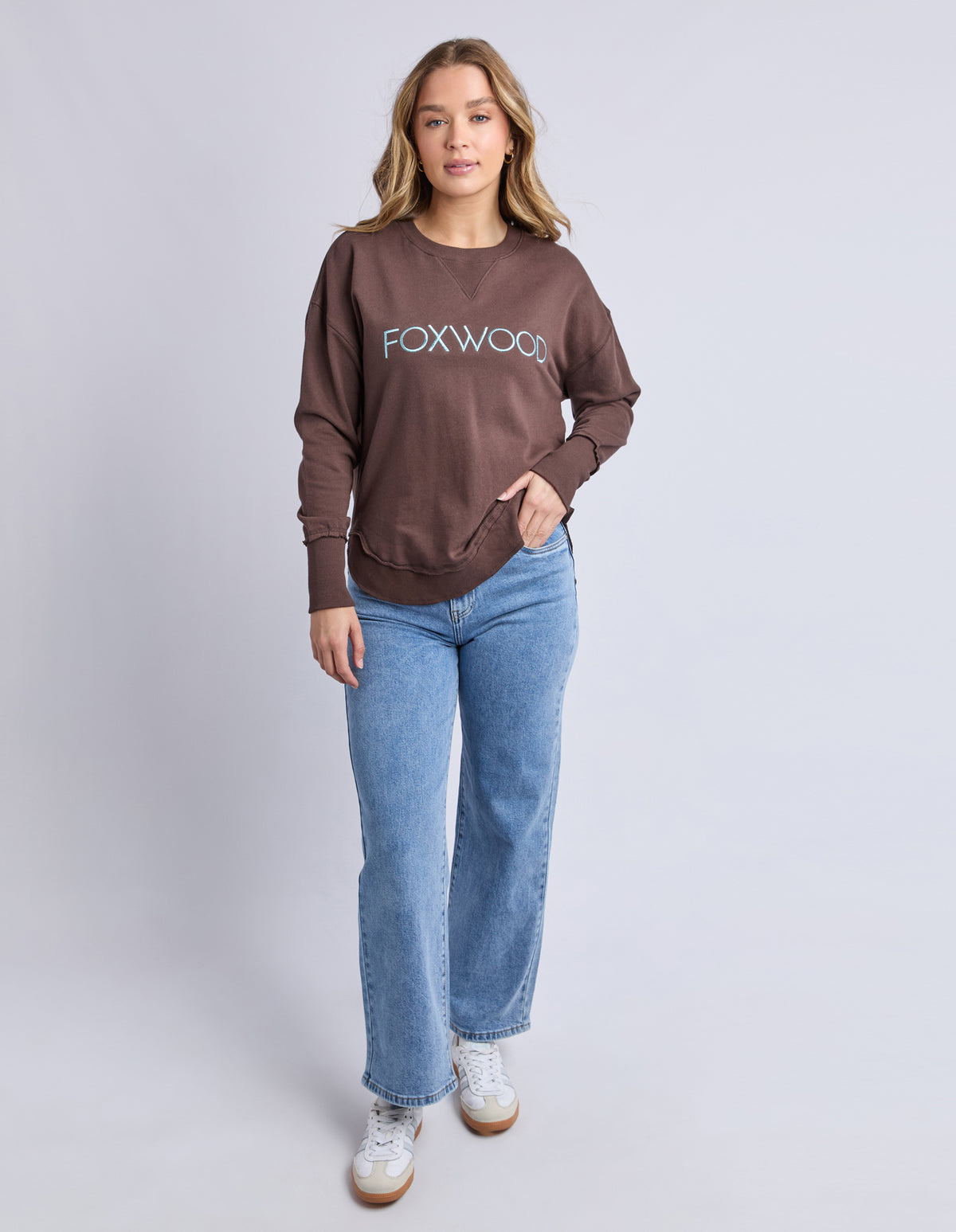 Foxwood Simplified Metallic Crew - Coffee