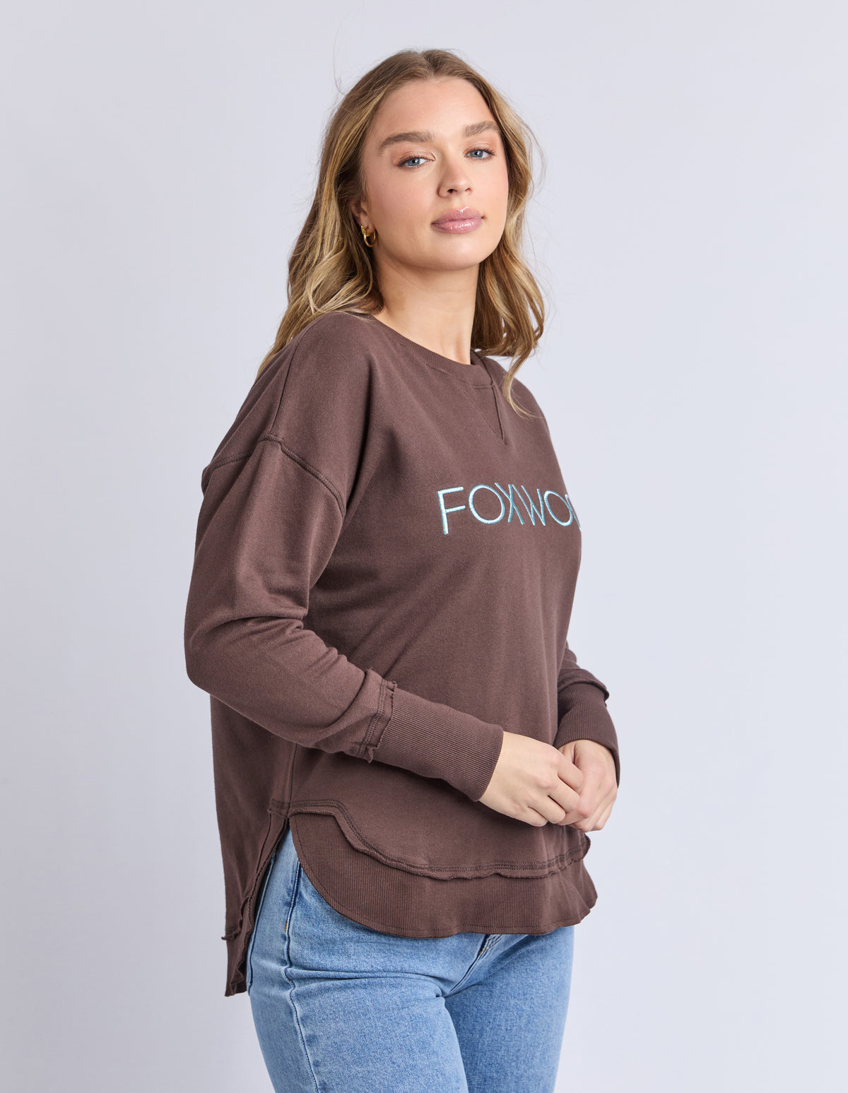 Foxwood Simplified Metallic Crew - Coffee