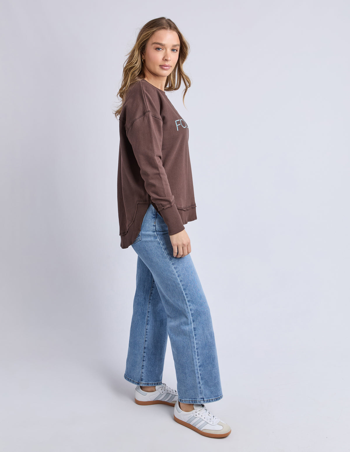 Foxwood Simplified Metallic Crew - Coffee