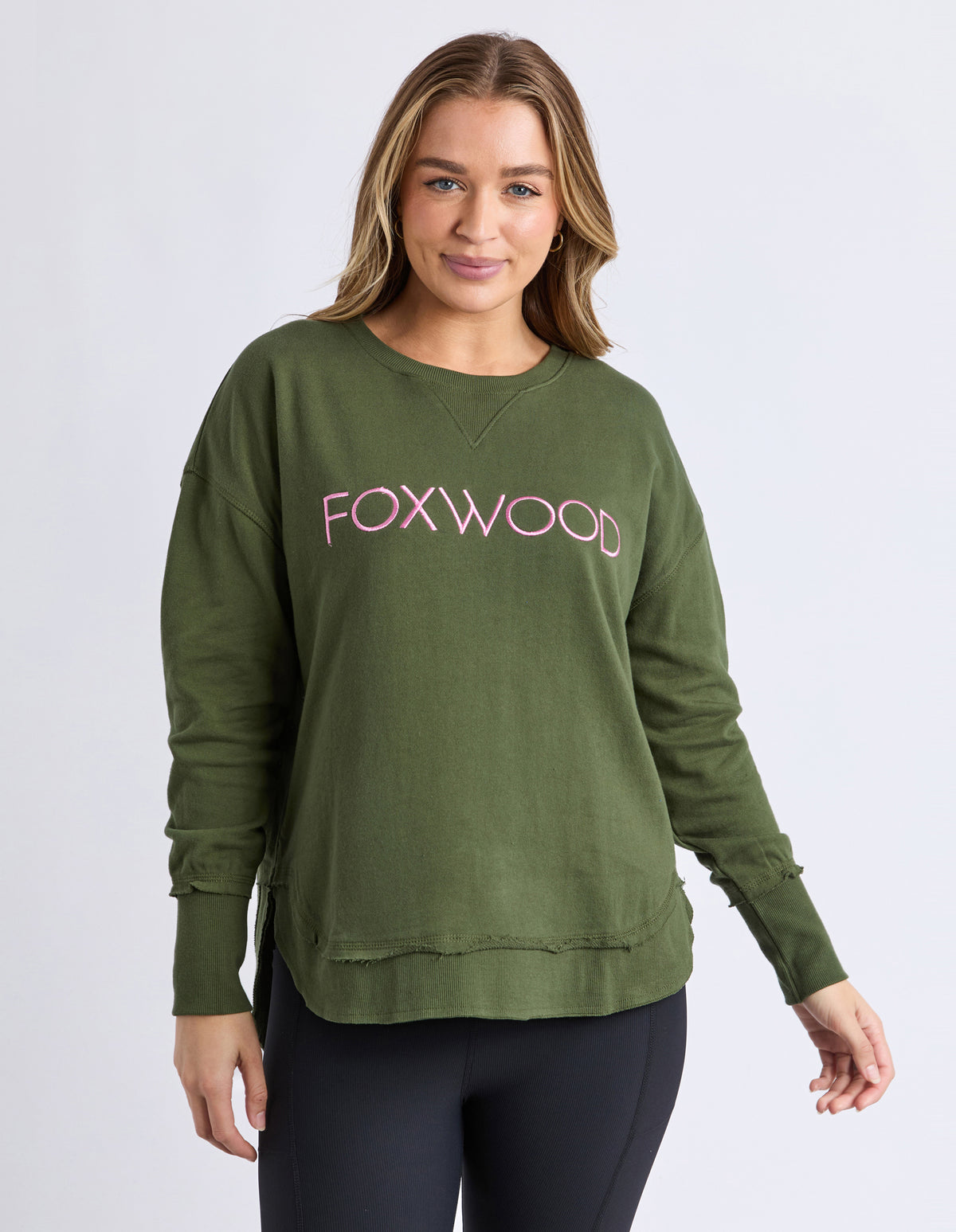 Foxwood Simplified Metallic Crew -Olive