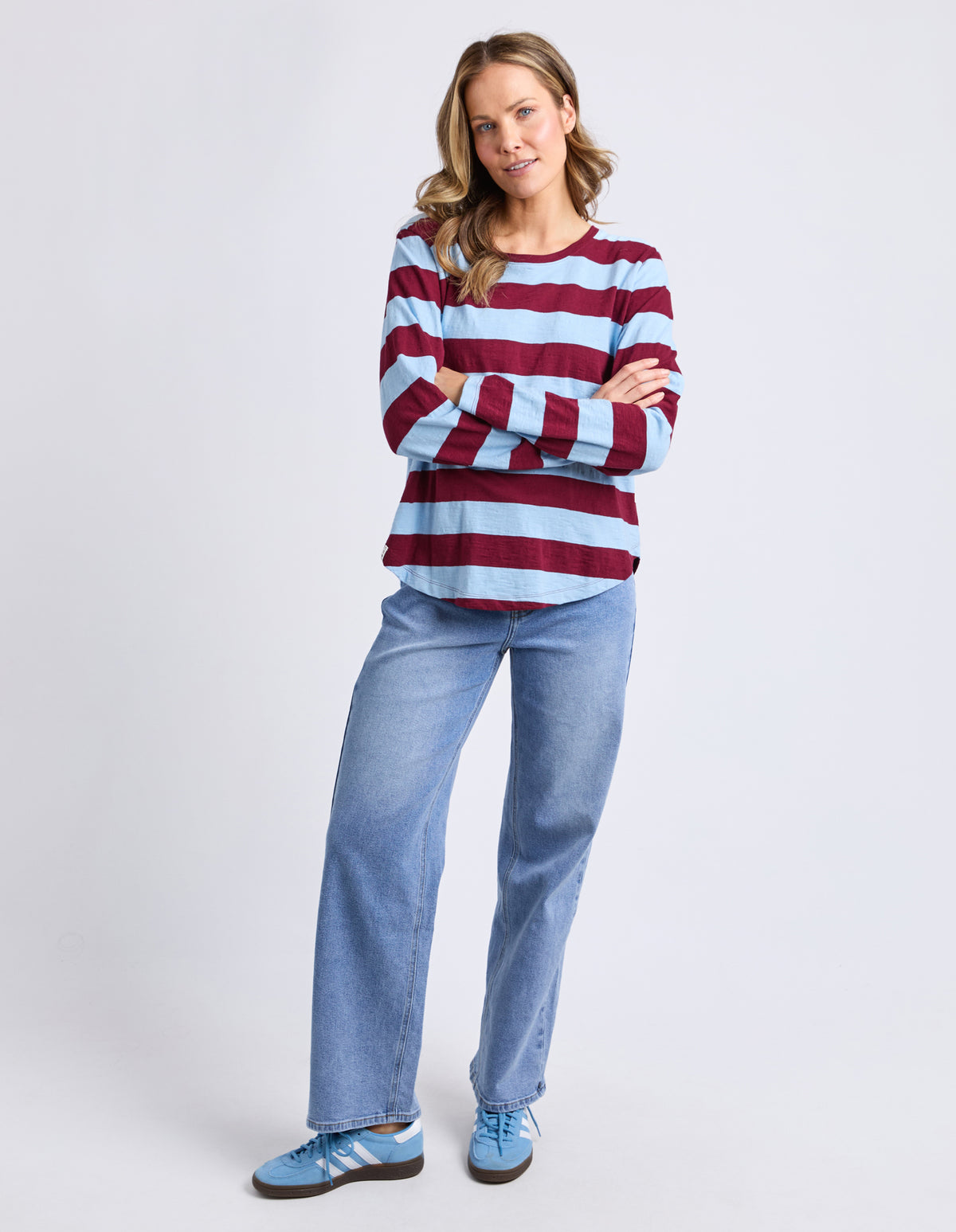 Elm Spritz Stripe L/S Tee Plumb